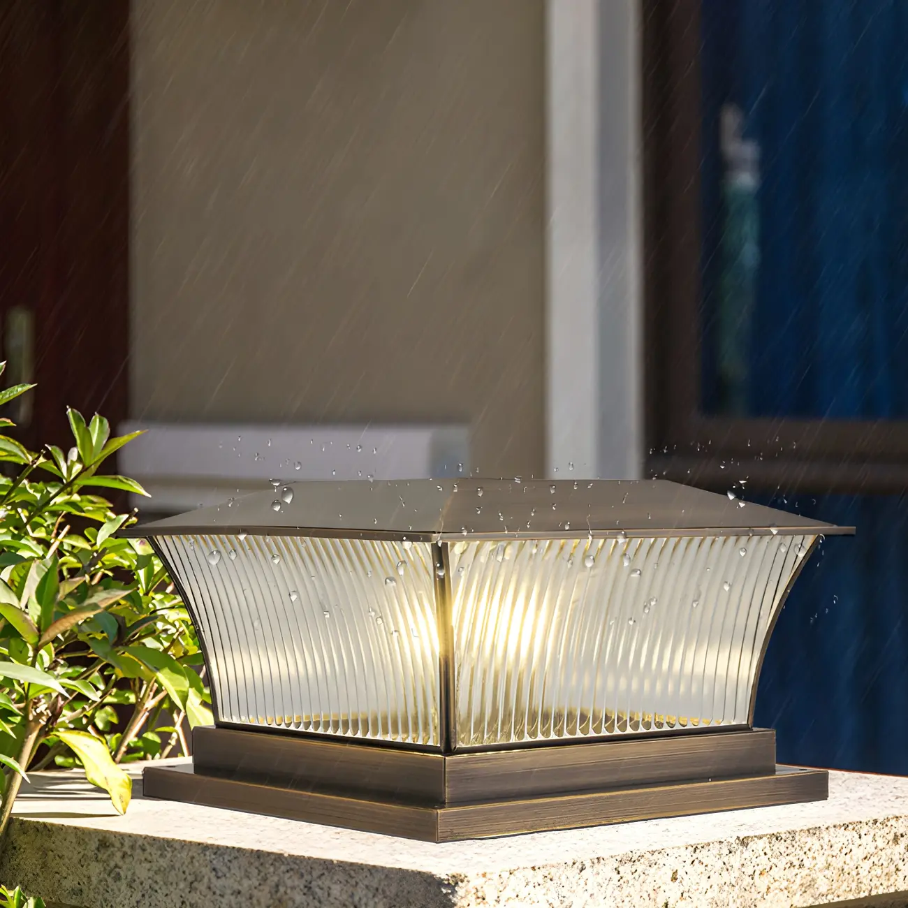 Solar Brown Metal Glass Post Cap Light Image - 11 | homeyfad