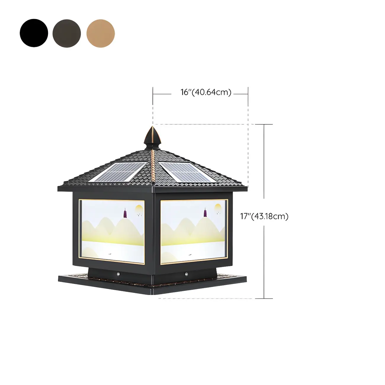 House-Shape Gold Square Solar Outdoor Post Lights | homeyfad