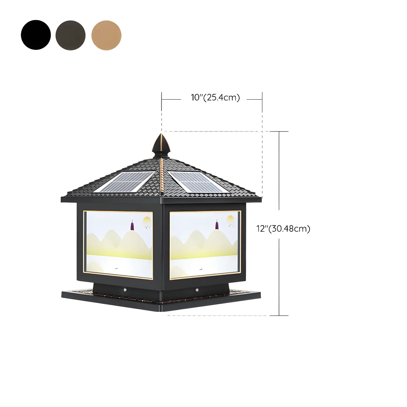 House-Shape Gold Square Solar Outdoor Post Lights | homeyfad