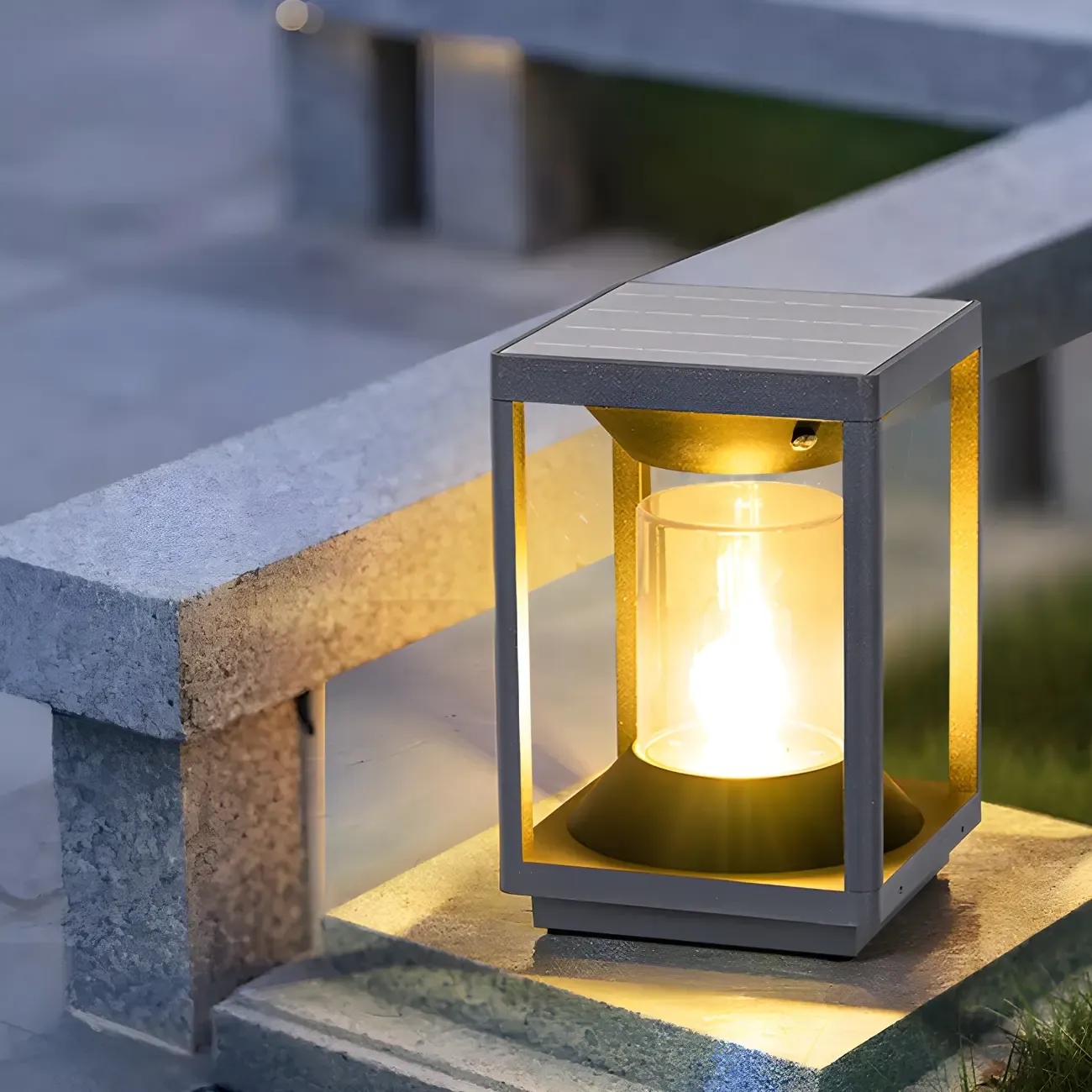 Solar Black Metal Vertical Post Cap Light Image - 5