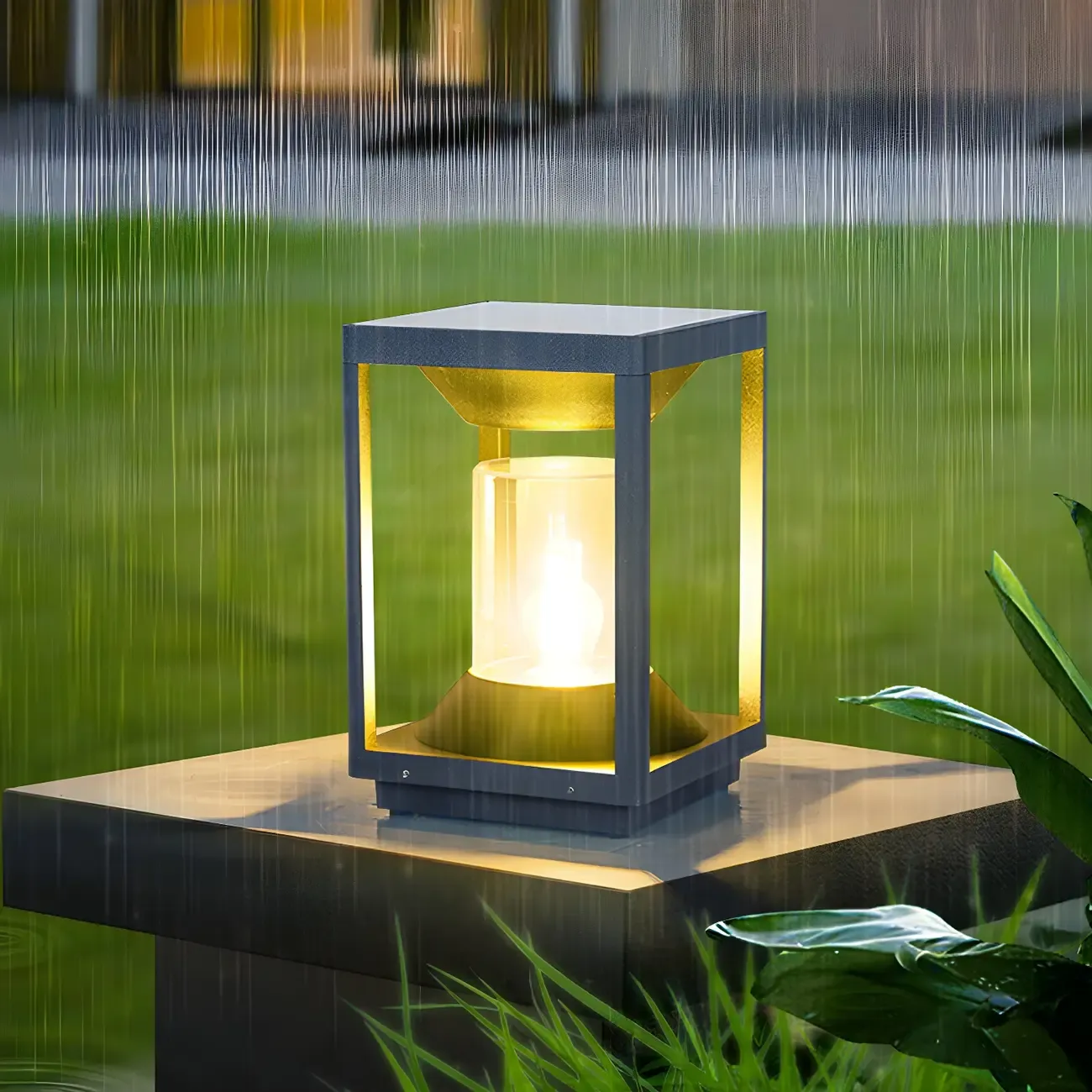 Solar Black Metal Vertical Post Cap Light Image - 4