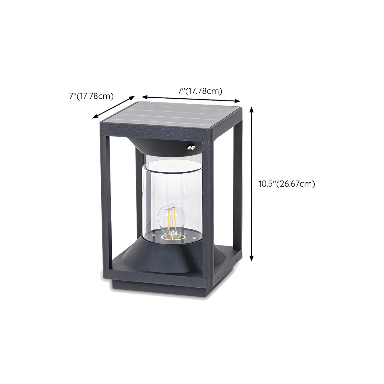Solar Black Metal Vertical Post Cap Light #size | homeyfad
