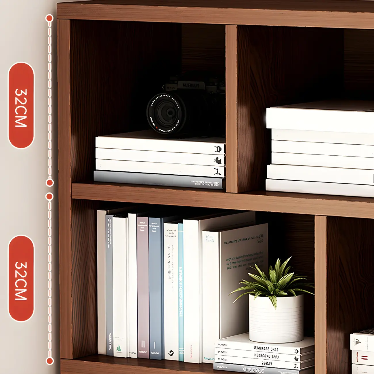 Modern 5-Tier Ladder Closed Back Oak Wood Bookcase Image - 4 | homeyfad