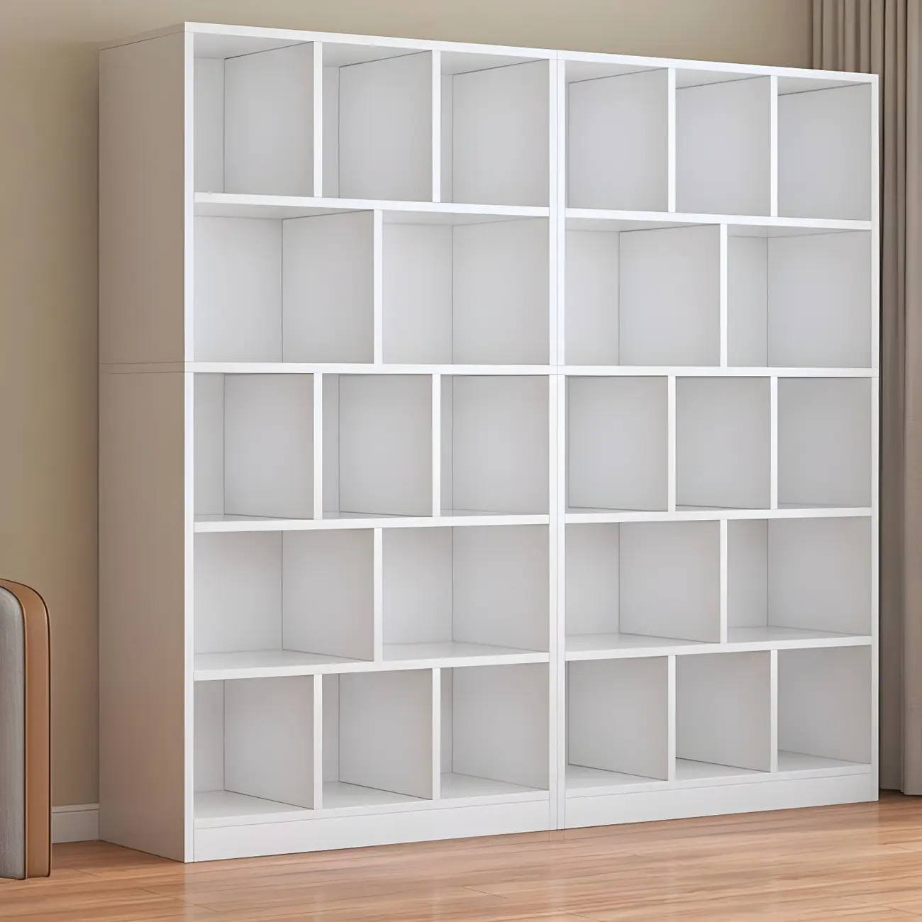 Modern 5-Tier Ladder Closed Back Oak Wood Bookcase Image - 28 | homeyfad