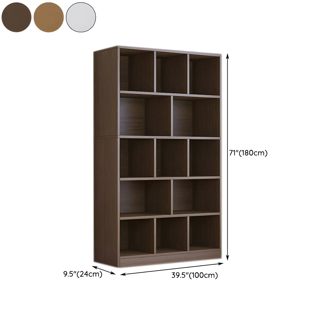 Modern 5-Tier Ladder Closed Back Oak Wood Bookcase Image - 9 | homeyfad