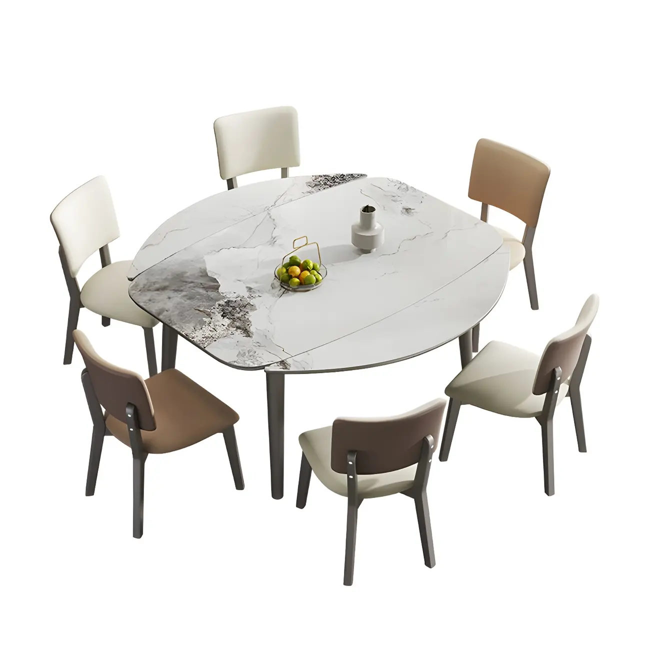 Modern White Marble Extendable Dining Table Image - 5 | homeyfad