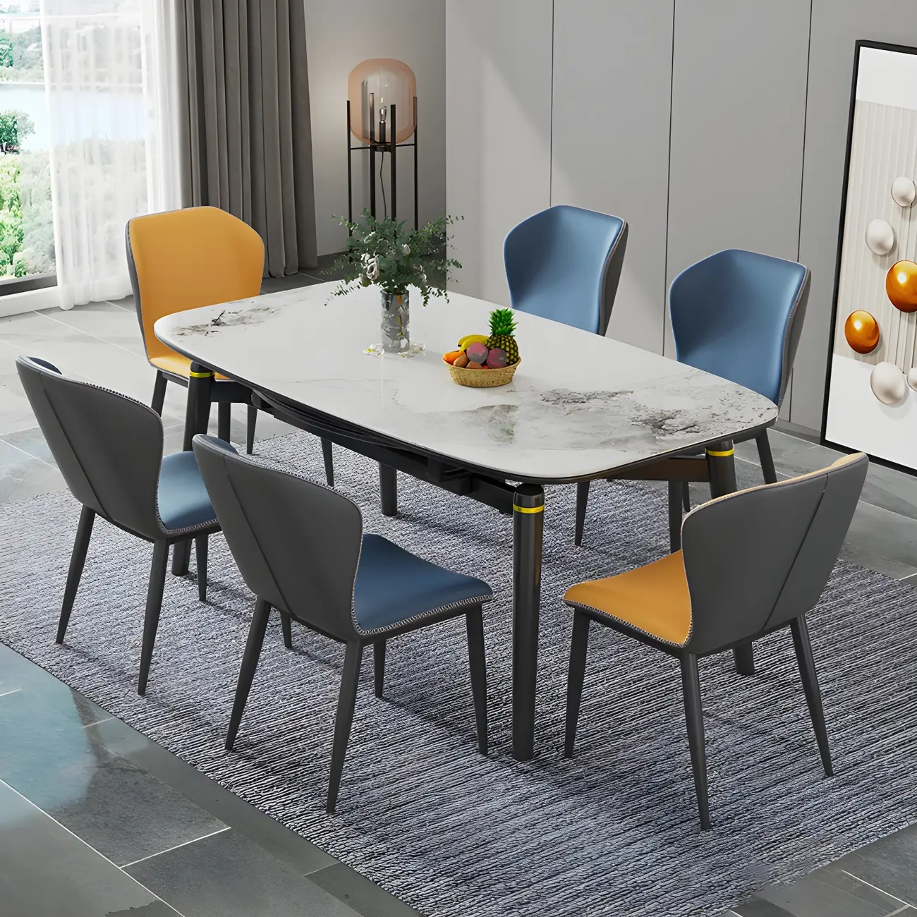 Modern White Marble Extendable Dining Table Image - 3 | homeyfad