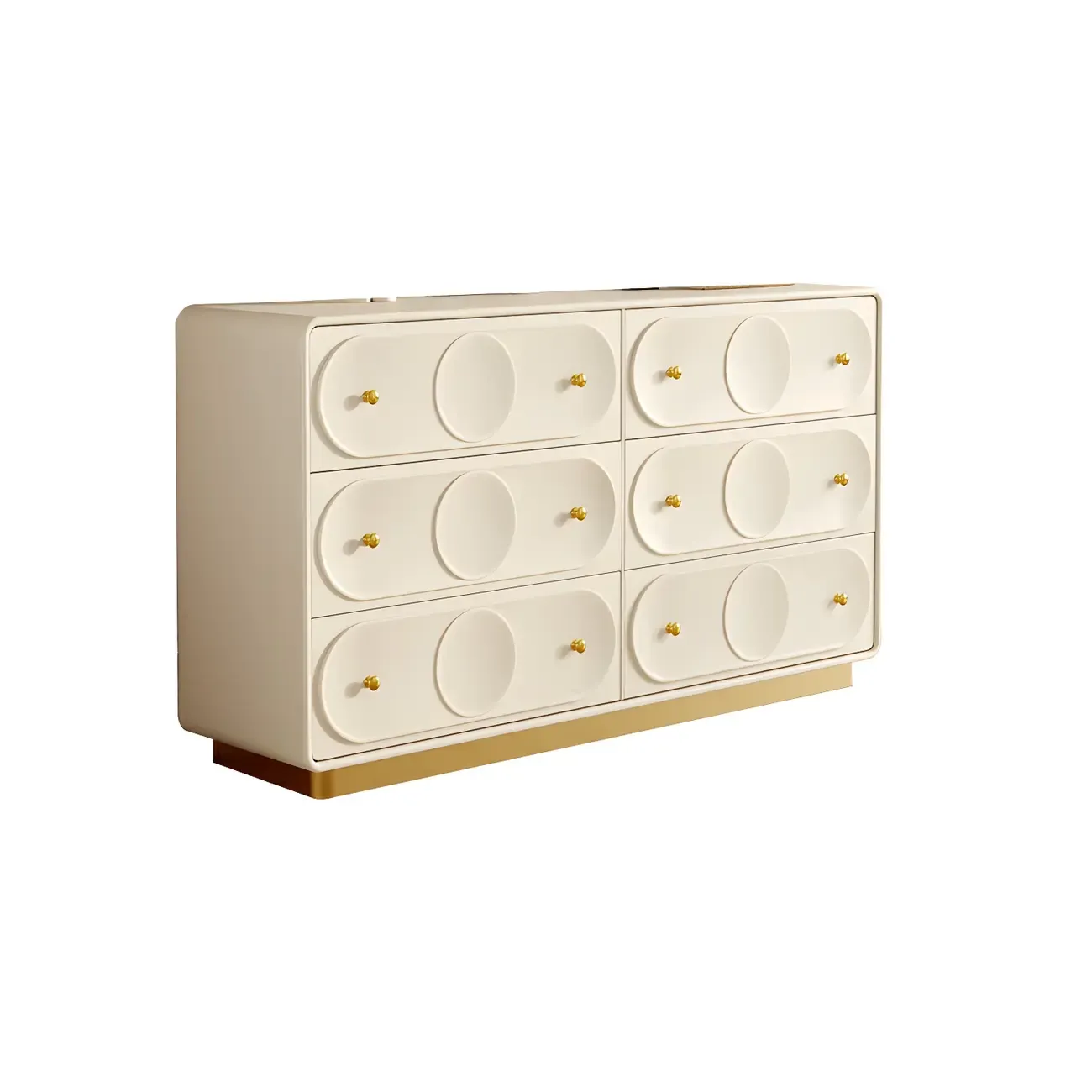 Glam White Wooden Dresser with Drawers for Bedroom Storage Image - 8