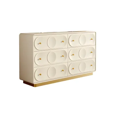 Glam White Wooden Dresser with Drawers for Bedroom Storage Image - 8
