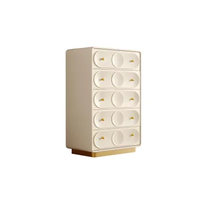Glam White Wooden Dresser with Drawers for Bedroom Storage Image - 5