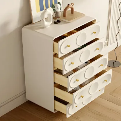 Glam White Wooden Dresser with Drawers for Bedroom Storage Image - 9