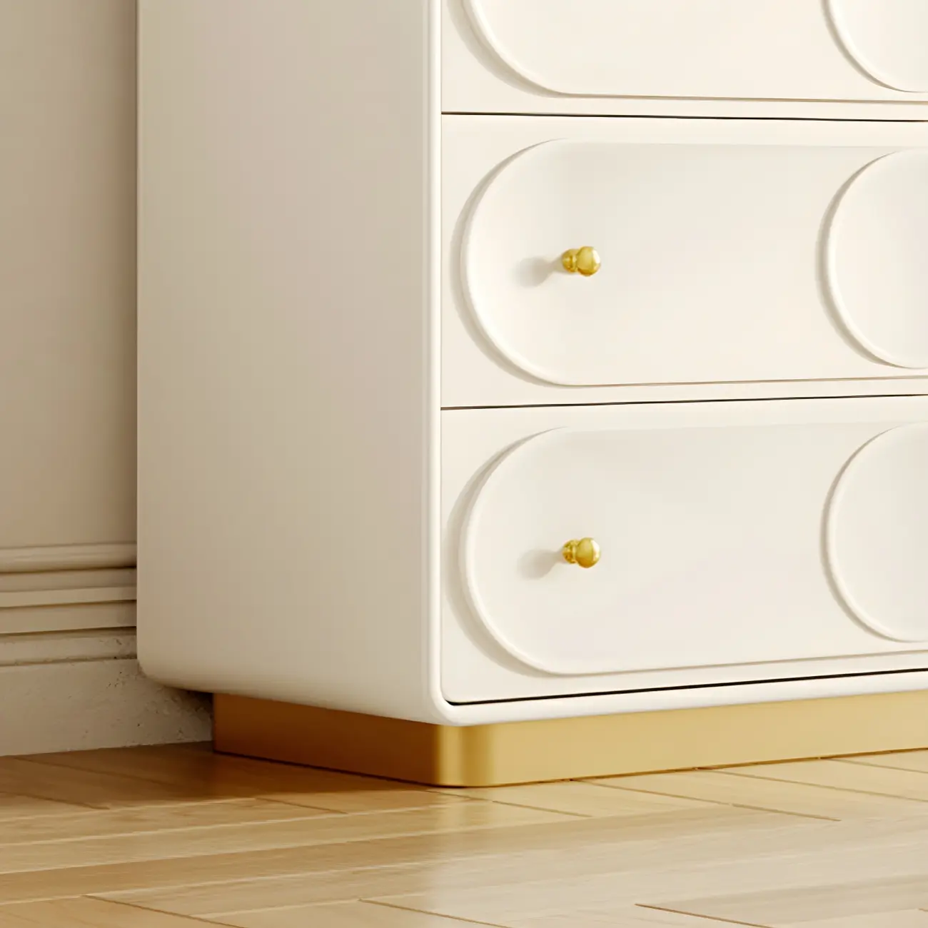 Glam White Wooden Dresser with Drawers for Bedroom Storage Image - 11 | homeyfad