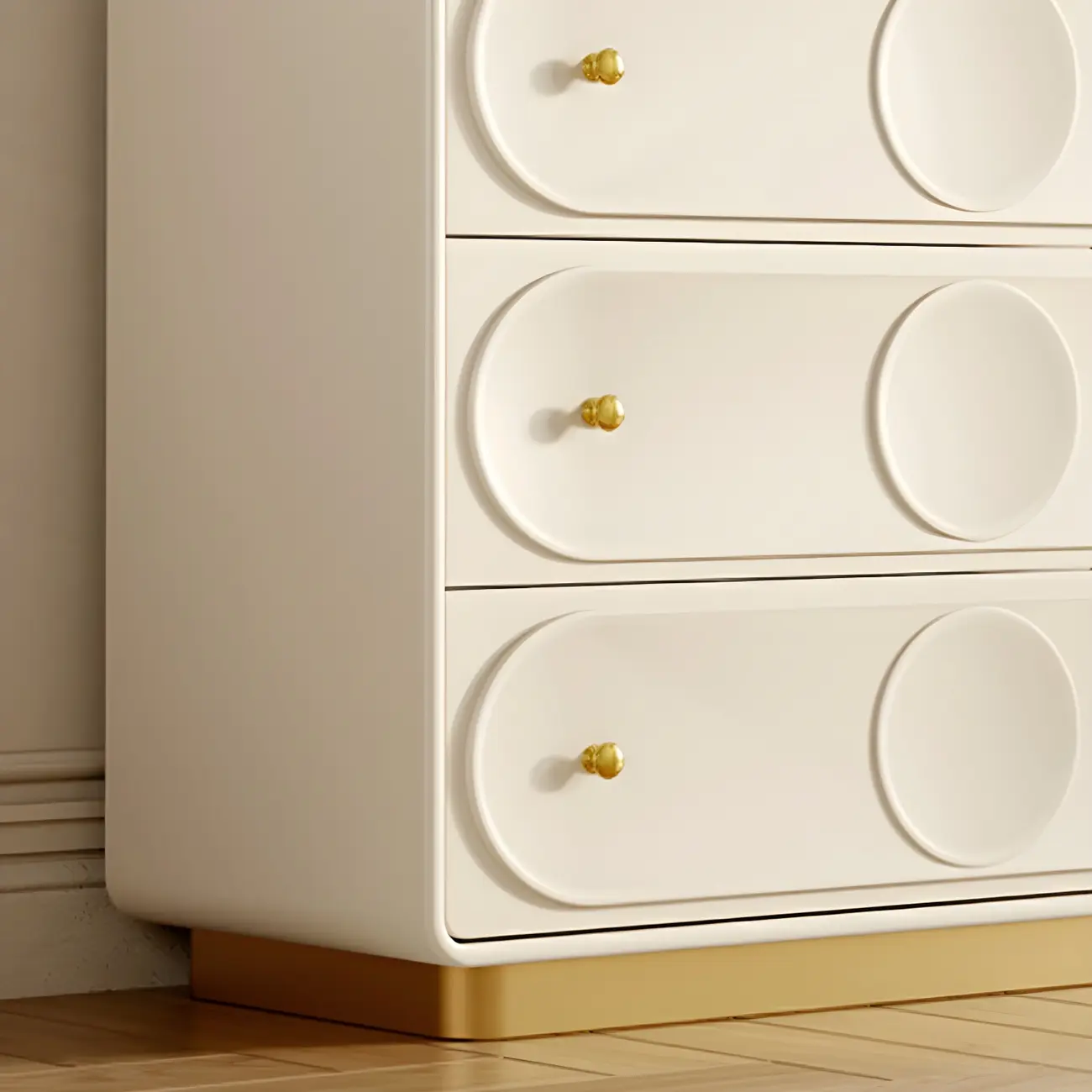 Glam White Wooden Dresser with Drawers for Bedroom Storage Image - 12 | homeyfad