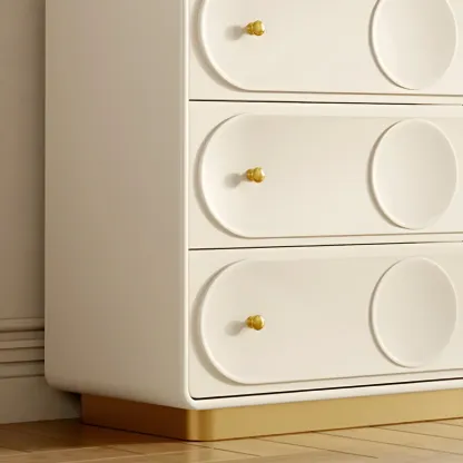Glam White Wooden Dresser with Drawers for Bedroom Storage Image - 12