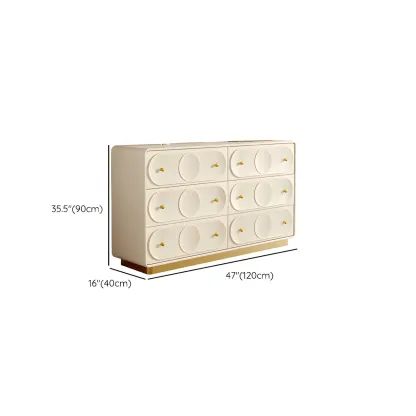 Glam White Wooden Dresser with Drawers for Bedroom Storage #size