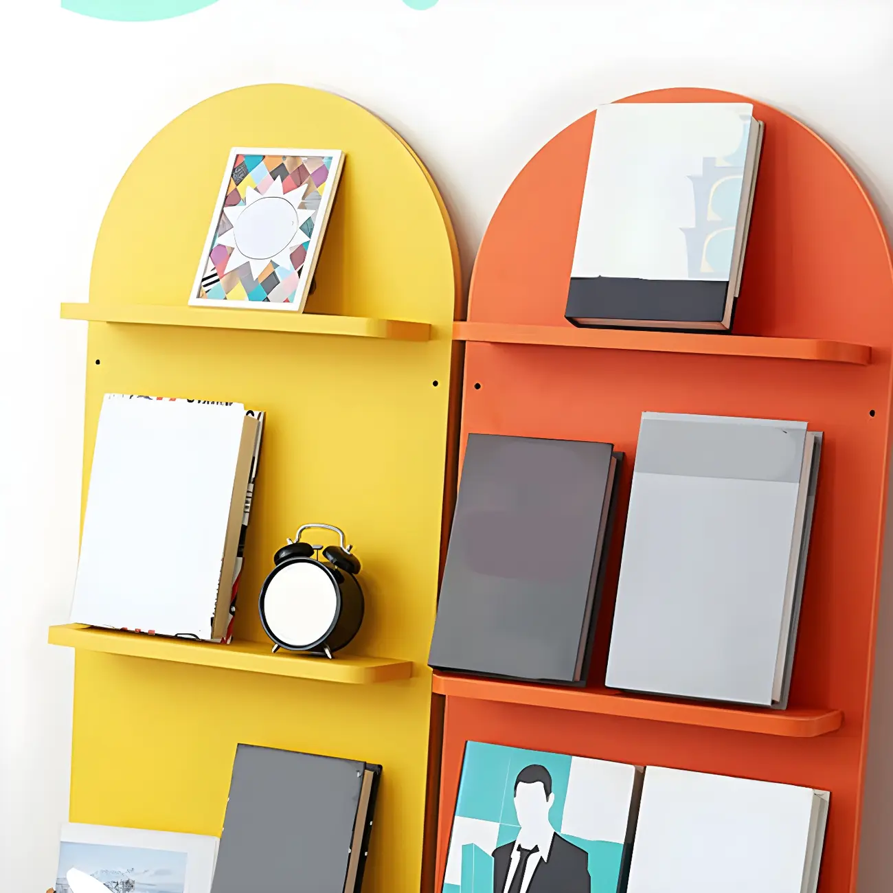 Etagere Arched Wall-Mounted Wood Bookcase Image - 2 | homeyfad