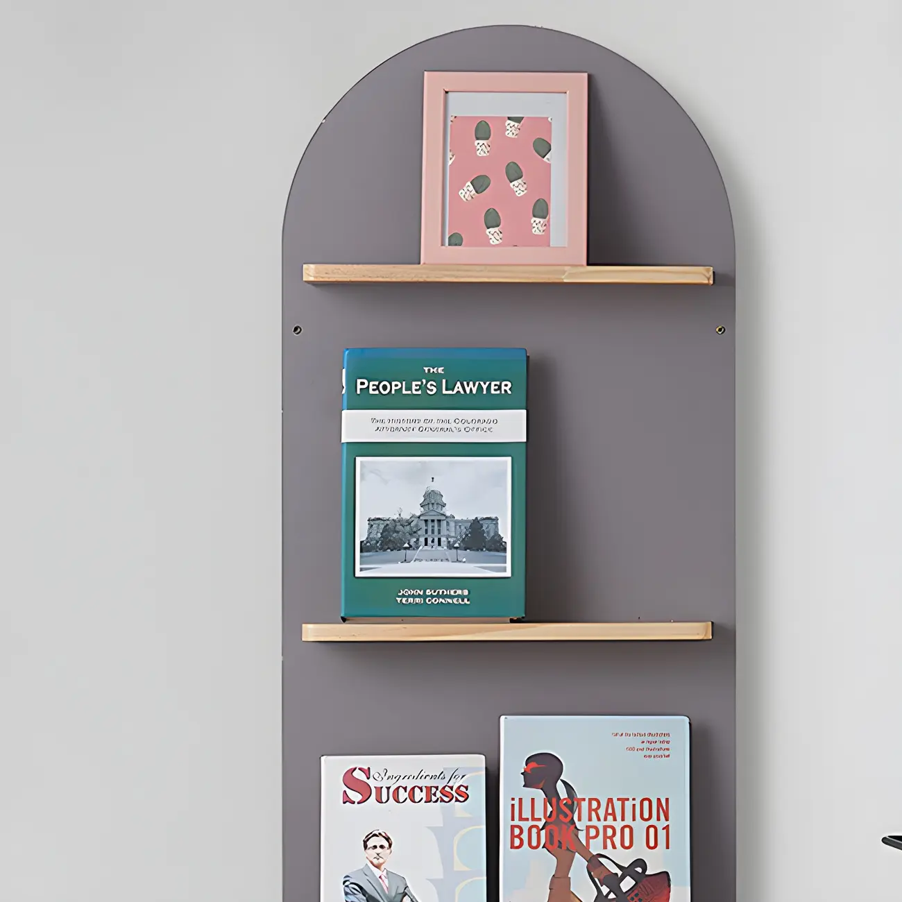 Etagere Arched Wall-Mounted Wood Bookcase Image - 3 | homeyfad