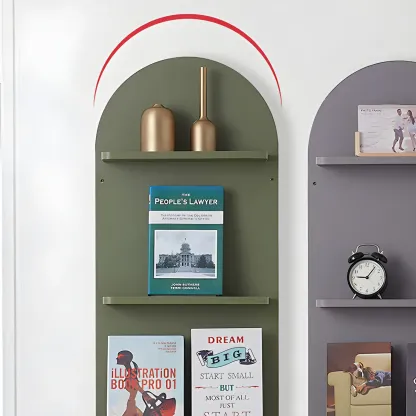 Etagere Arched Wall-Mounted Wood Bookcase Image - 15