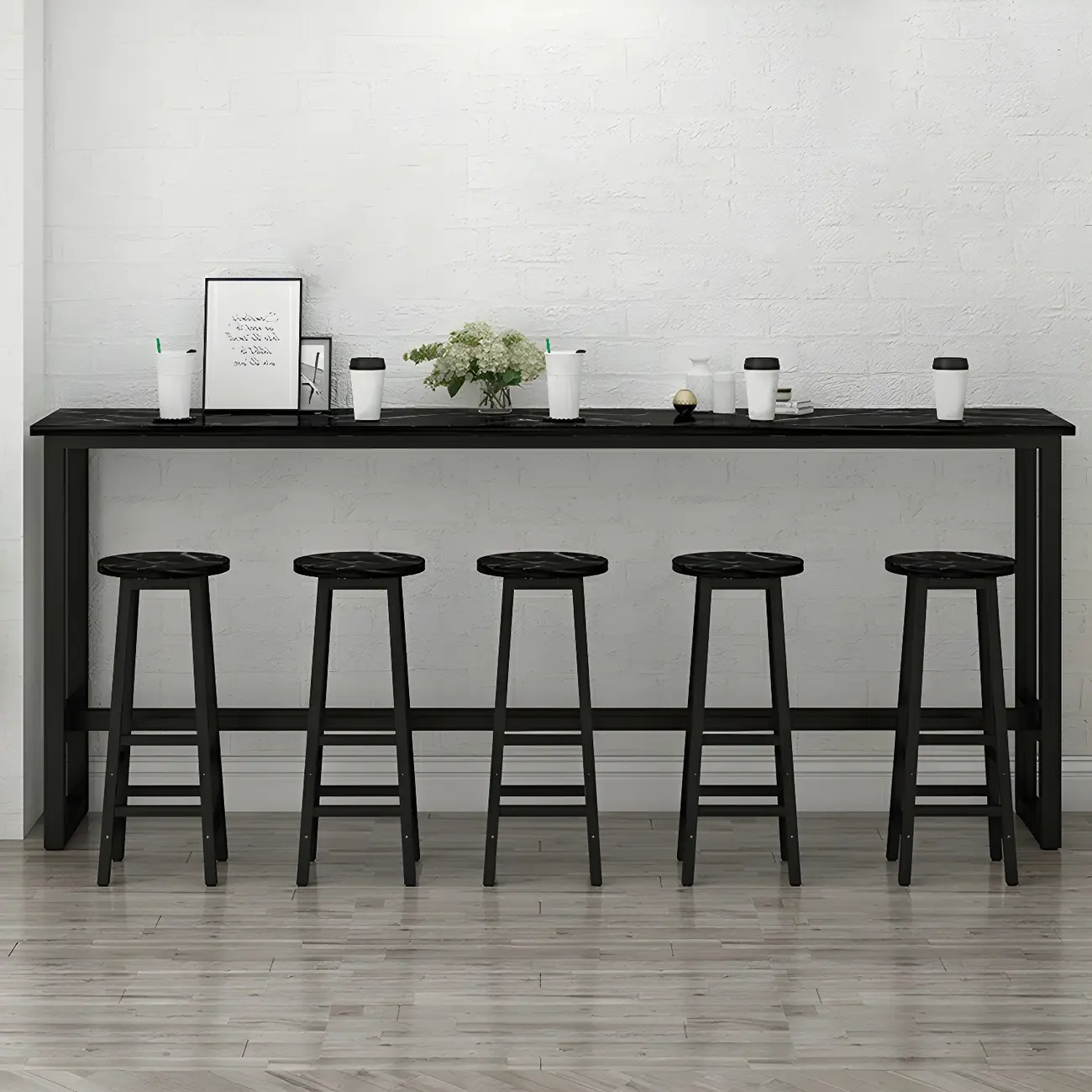 Rectangular Tall Wood Metal Base Bar Table Black Image - 1 | homeyfad