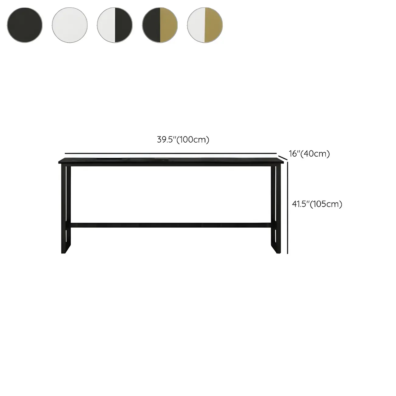Rectangular Tall Wood Metal Base Bar Table Black #size