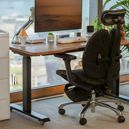 Modern Rubberwood Adjustable Standing Desk with Monitor Stand Image - 8