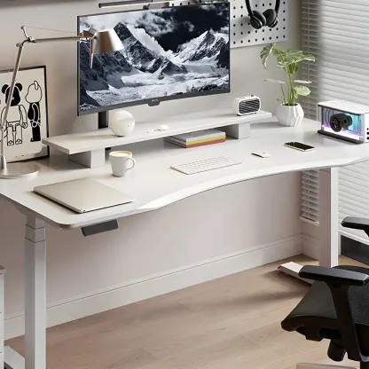 Modern Rubberwood Adjustable Standing Desk with Monitor Stand Image - 11