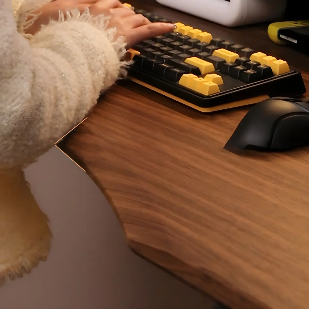 Modern Rubberwood Adjustable Standing Desk with Monitor Stand Image - 12 | homeyfad