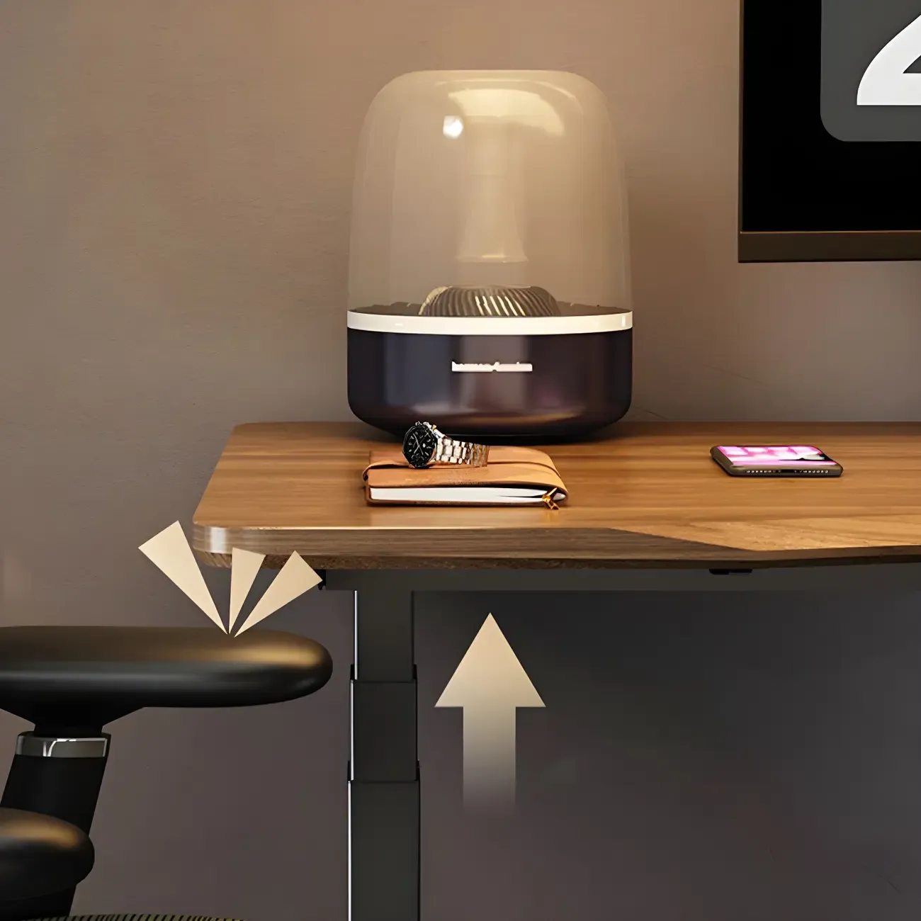 Modern Rubberwood Adjustable Standing Desk with Monitor Stand Image - 14