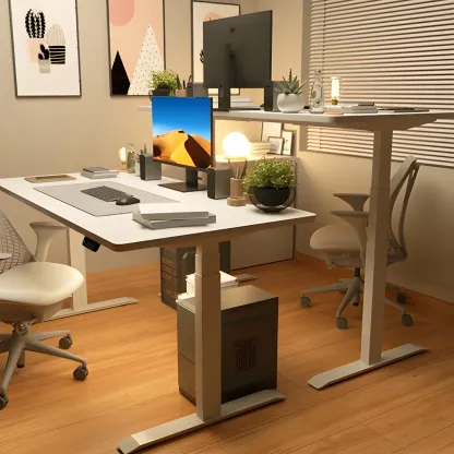 Modern Pine Wooden Adjustable Standing Desk for Home Office Image - 2