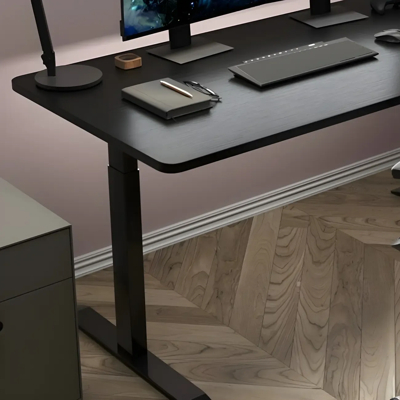 Modern Pine Wooden Adjustable Standing Desk for Home Office Image - 5