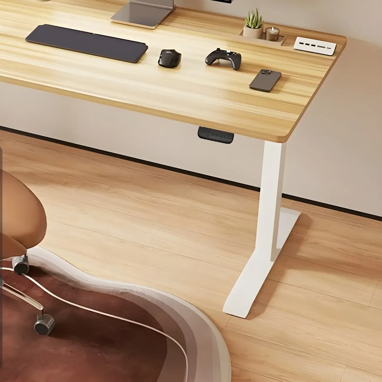 Modern Pine Wooden Adjustable Standing Desk for Home Office Image - 6