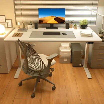 Modern Pine Wooden Adjustable Standing Desk for Home Office Image - 1