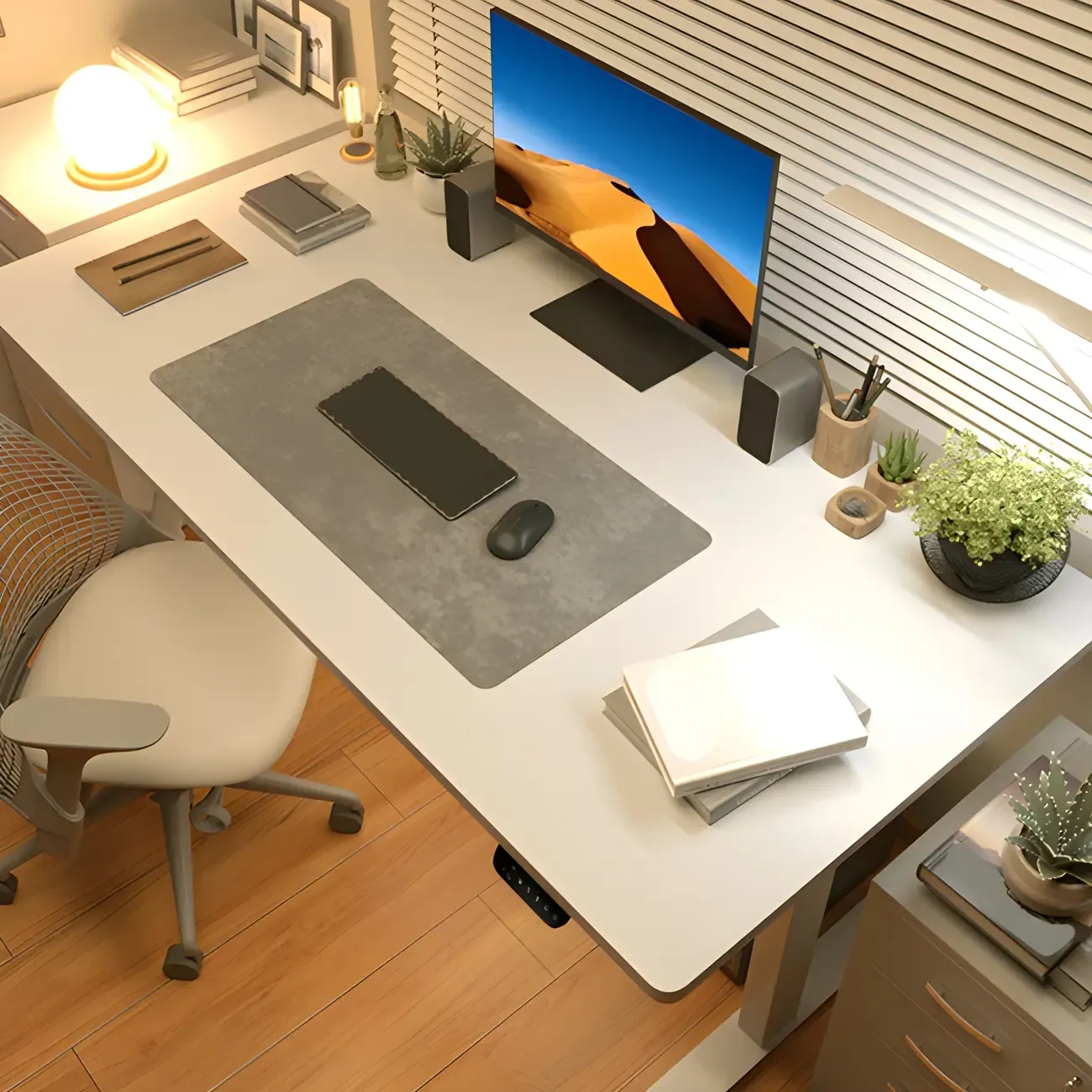 Modern Pine Wooden Adjustable Standing Desk for Home Office Image - 8