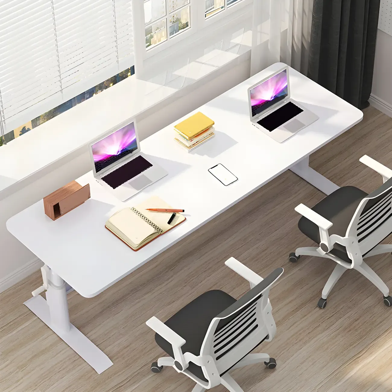 Classic White Square Adjustable Standing Desk for Home Office Image - 2
