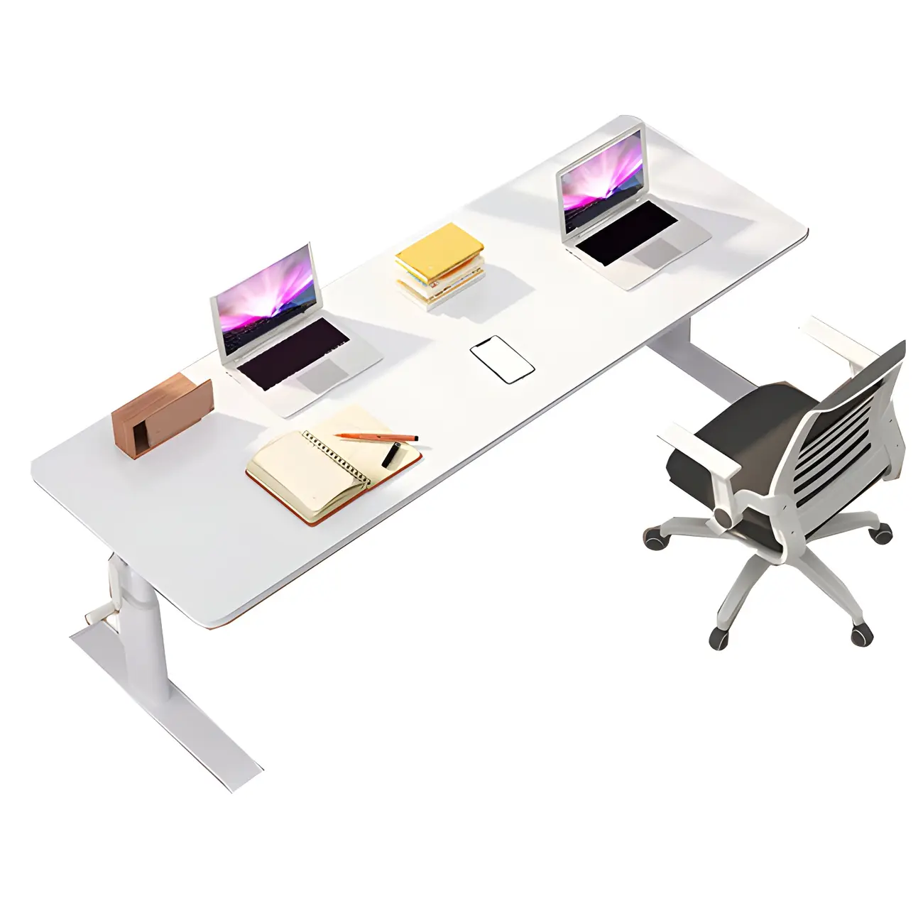 Classic White Square Adjustable Standing Desk for Home Office Image - 7 | homeyfad