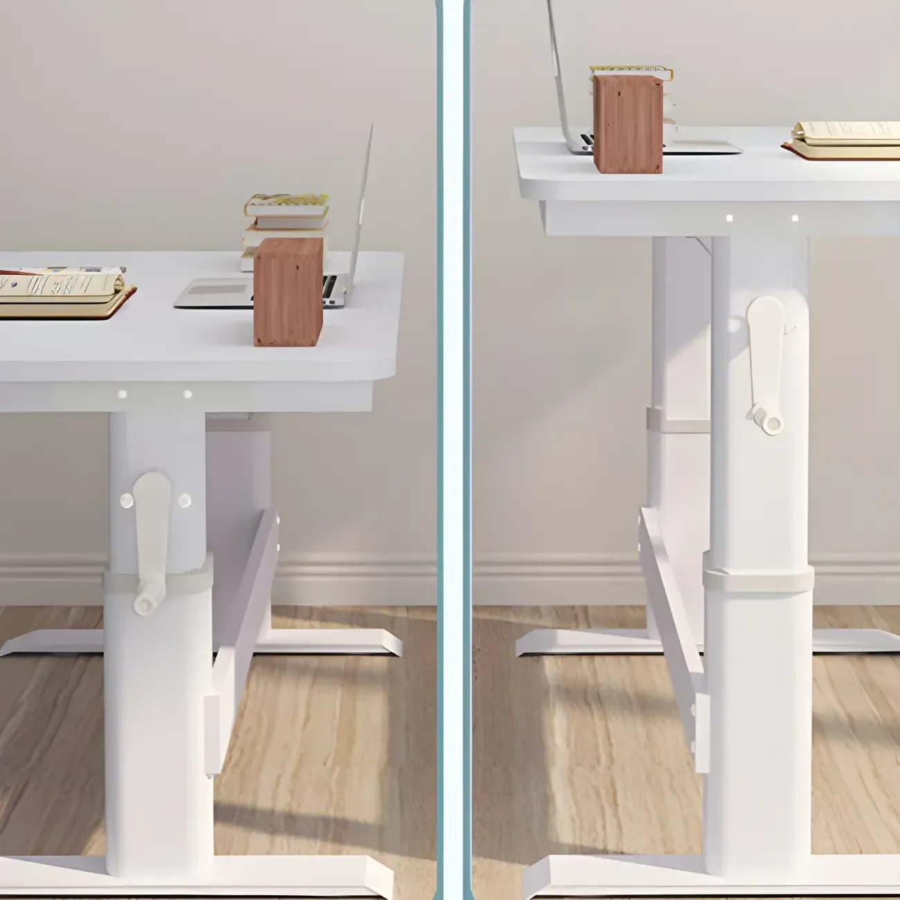 Classic White Square Adjustable Standing Desk for Home Office Image - 8