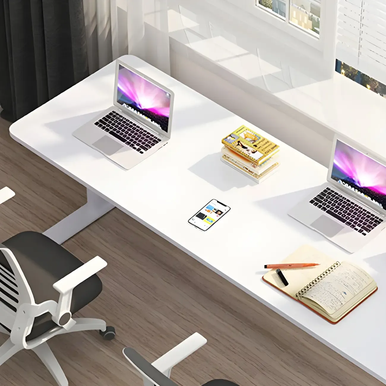 Classic White Square Adjustable Standing Desk for Home Office Image - 9