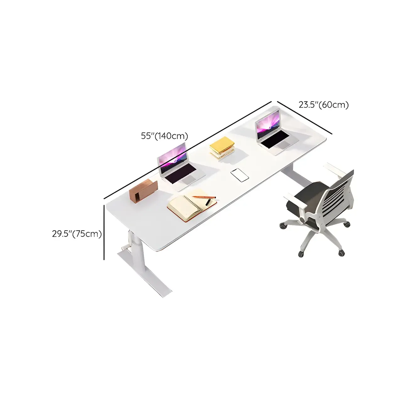 Classic White Square Adjustable Standing Desk for Home Office #size