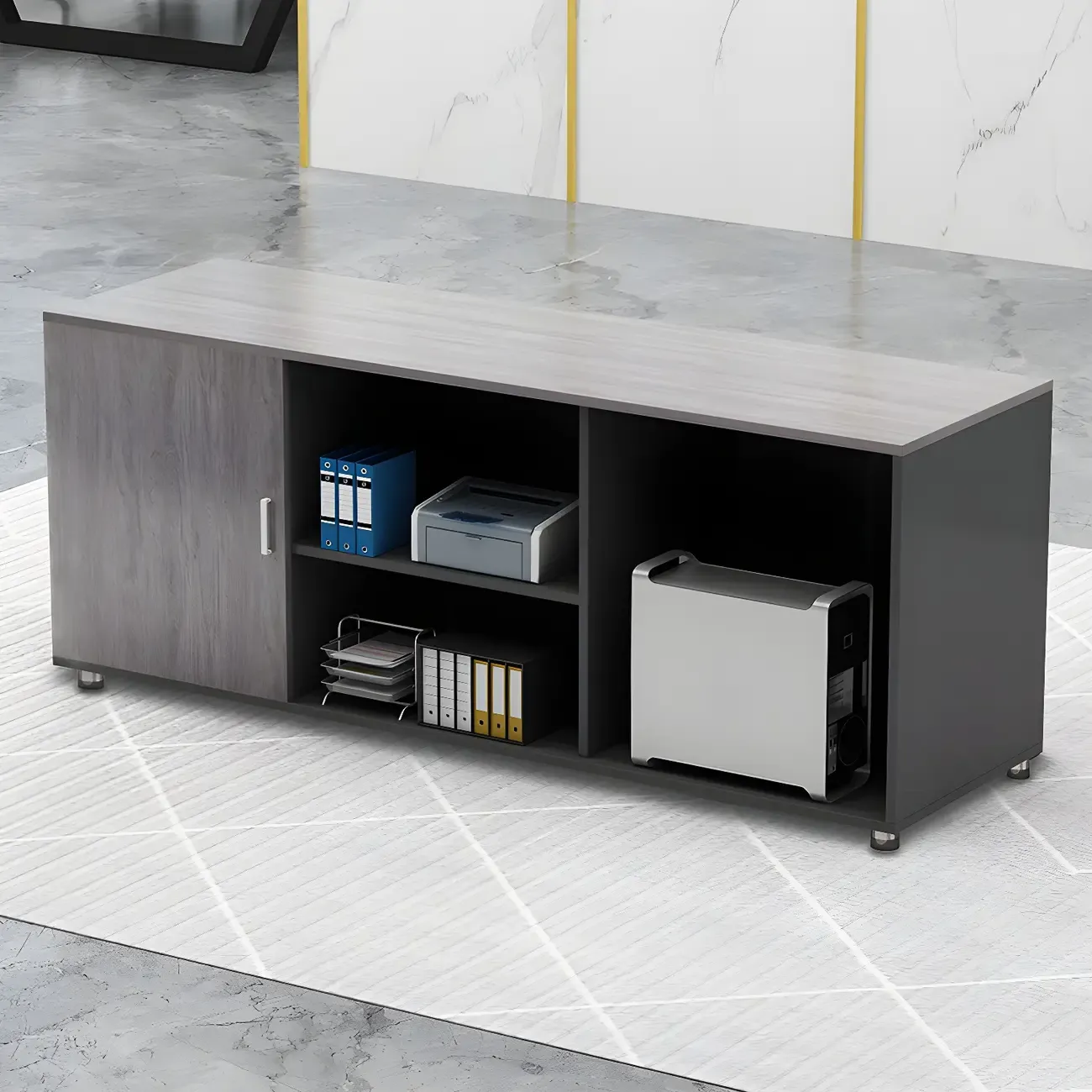 Modern Engineered Wood Filing Cabinet for Office Storage Image - 2