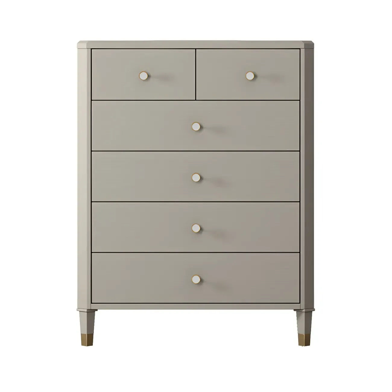 Minimalist White Wooden Double Dresser with Drawers for Home Image - 2