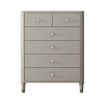Minimalist White Wooden Double Dresser with Drawers for Home Image - 2