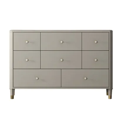 Minimalist White Wooden Double Dresser with Drawers for Home Image - 3