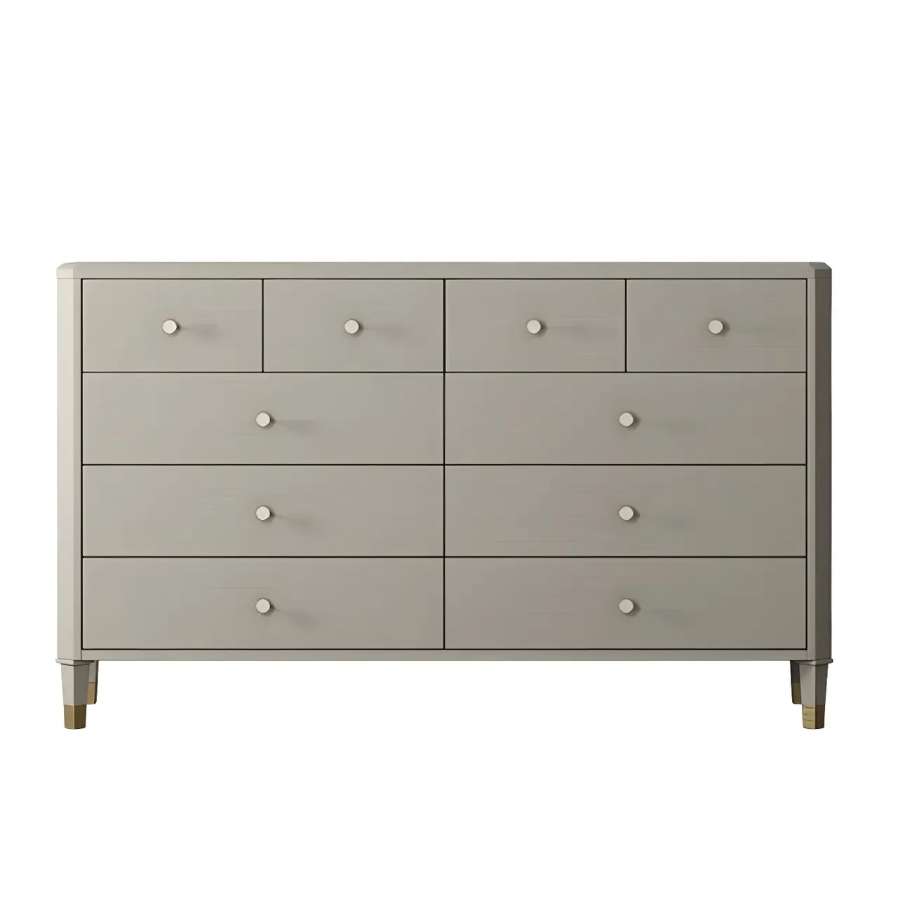 Minimalist White Wooden Double Dresser with Drawers for Home Image - 5
