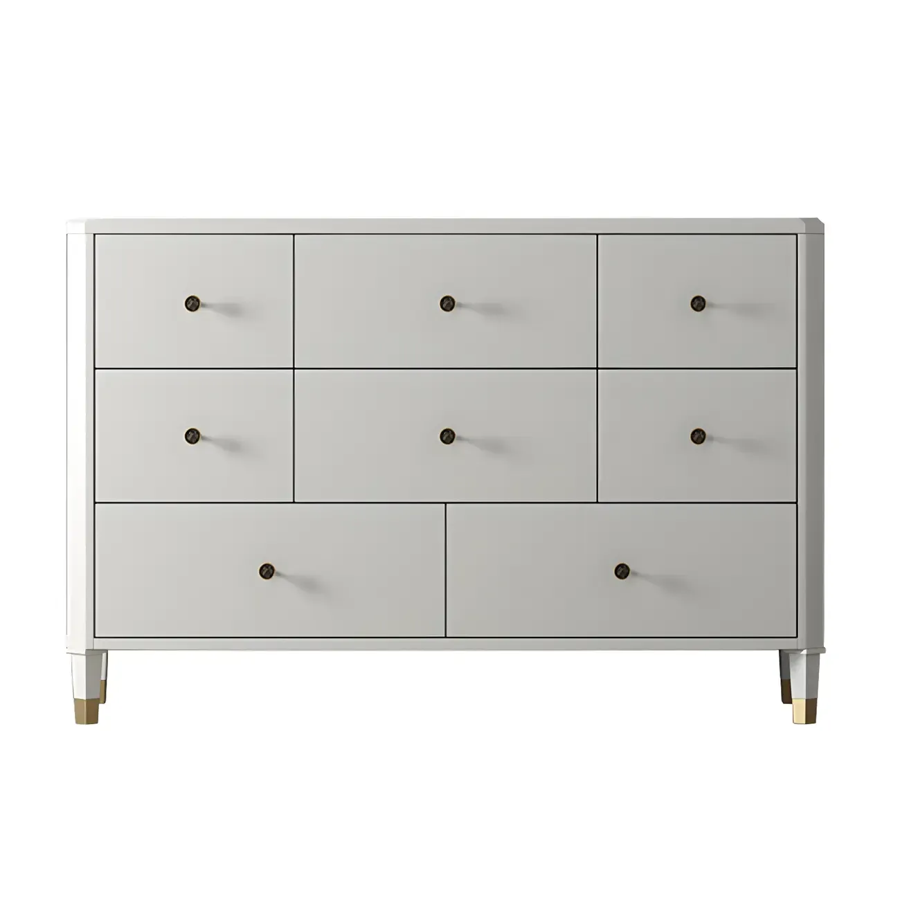Minimalist White Wooden Double Dresser with Drawers for Home Image - 7
