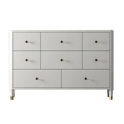 Minimalist White Wooden Double Dresser with Drawers for Home Image - 7