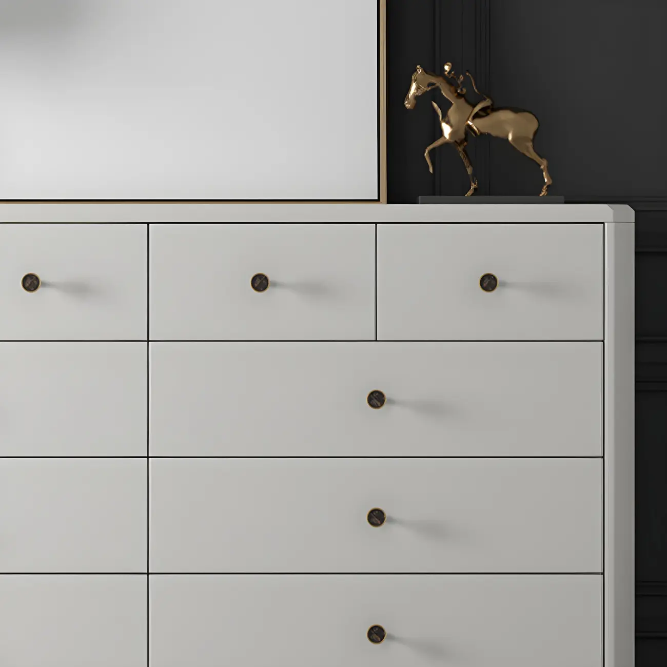 Minimalist White Wooden Double Dresser with Drawers for Home Image - 8 | homeyfad