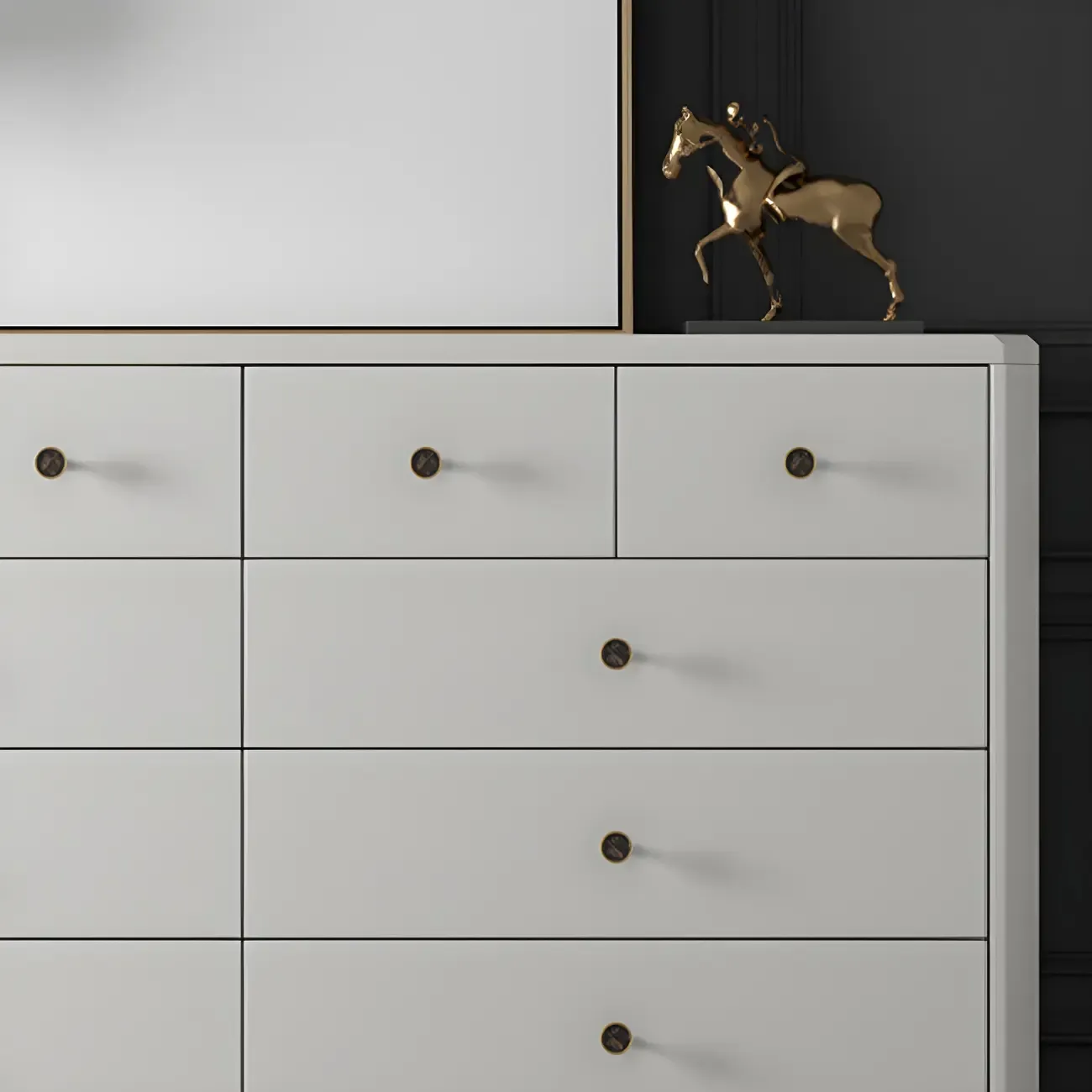 Minimalist White Wooden Double Dresser with Drawers for Home Image - 8