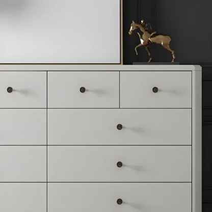 Minimalist White Wooden Double Dresser with Drawers for Home Image - 8