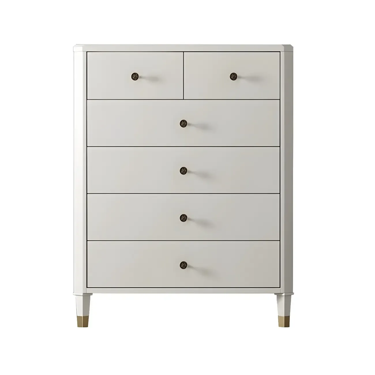 Minimalist White Wooden Double Dresser with Drawers for Home Image - 9