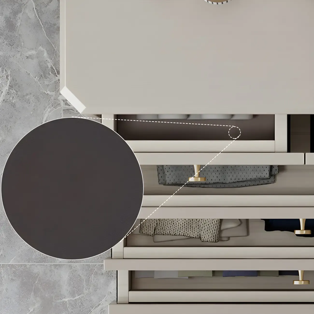 Minimalist White Wooden Double Dresser with Drawers for Home Image - 11